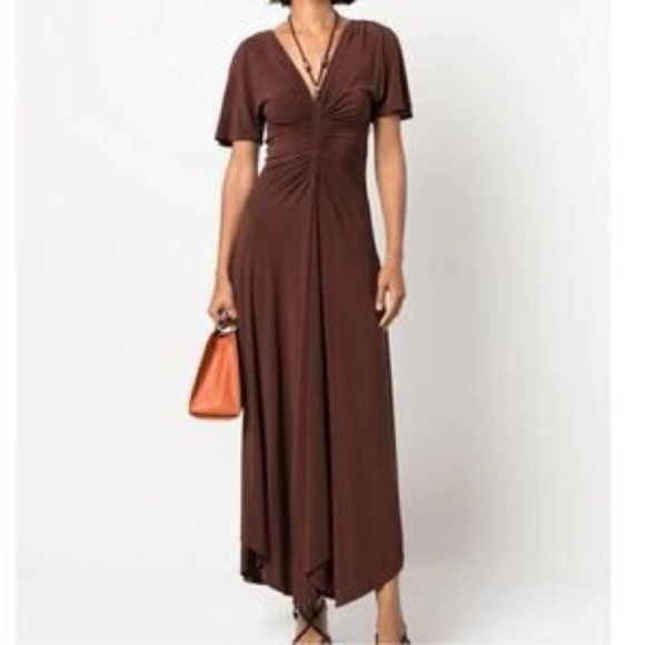 House of Harlow 1960 Draped Ruched Brown Slip Dress Beaded Detail Size Small - Picture 1 of 5